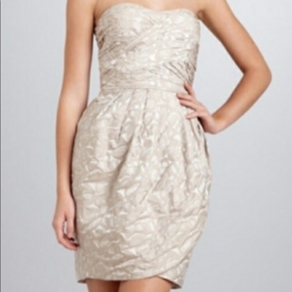 Beautiful champagne strapless cocktail dress